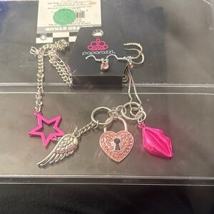 Paparazzi Silver Necklace with Pink Charms